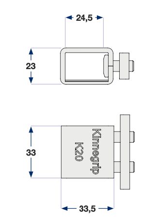 Kinnegrip K20 aanslag 0-12 mm - voor zijbord - schroefbaar - zwart