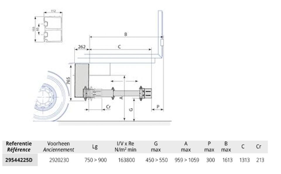 Pommier bumper XPAND P42D - hydraulic horizontal retractable - 1313 mm - R58-03