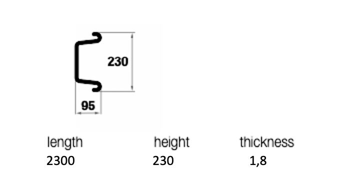 LAGO bumper 2300 mm - steel - grey powdercoated