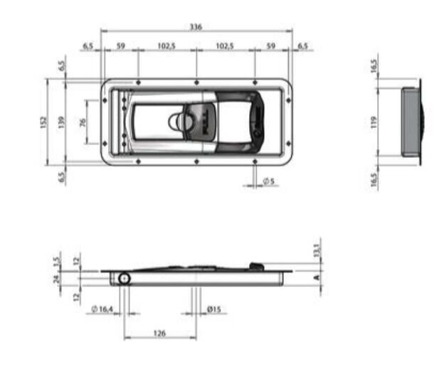 Pommier internal locking Torseo pull 16 UL-R-HMO - Ø 16 mm - depth 29 mm - stainless steel