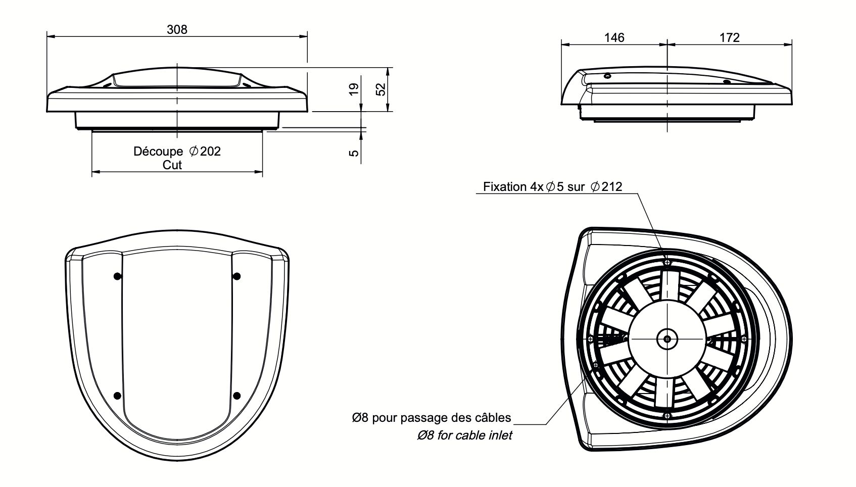 Rhiwa Quality ventilateur électrique - 24 V - blanc