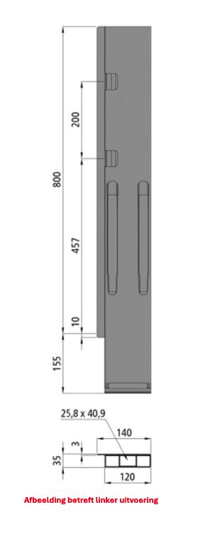 Kinnegrip K20 rear pillar - 800 mm - right - KTL