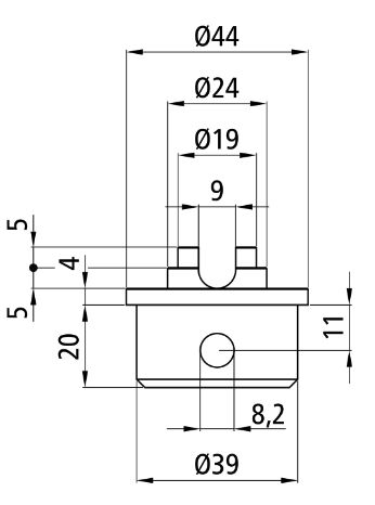 Rhiwa Quality bouchon d'extrémité pour barre de charge Ø 42 mm - Combitap 19/24 mm avec fente - galvanisé