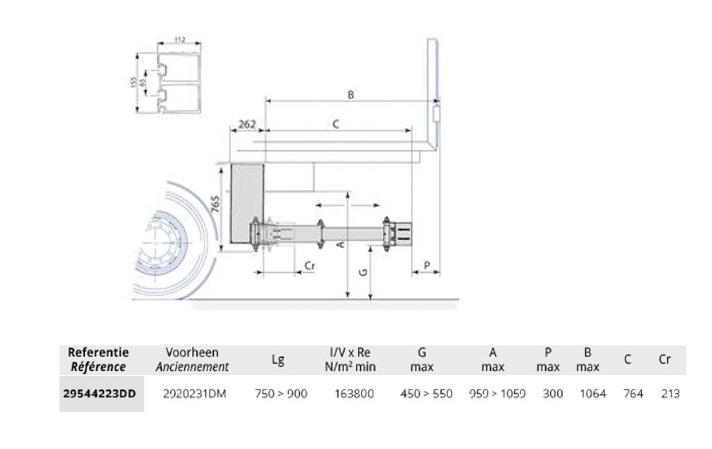 Pommier pare-chocs XPAND P42D - hydraulique horizontal rétractable/extensible + capteur - 764 mm - R58-03