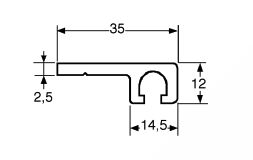 Pommier mounting profile - for side skirt - flat model - 3800 mm