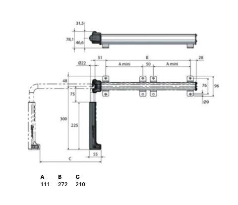 Pommier door blocker - 272 mm  - extendible - waterproof aluminum