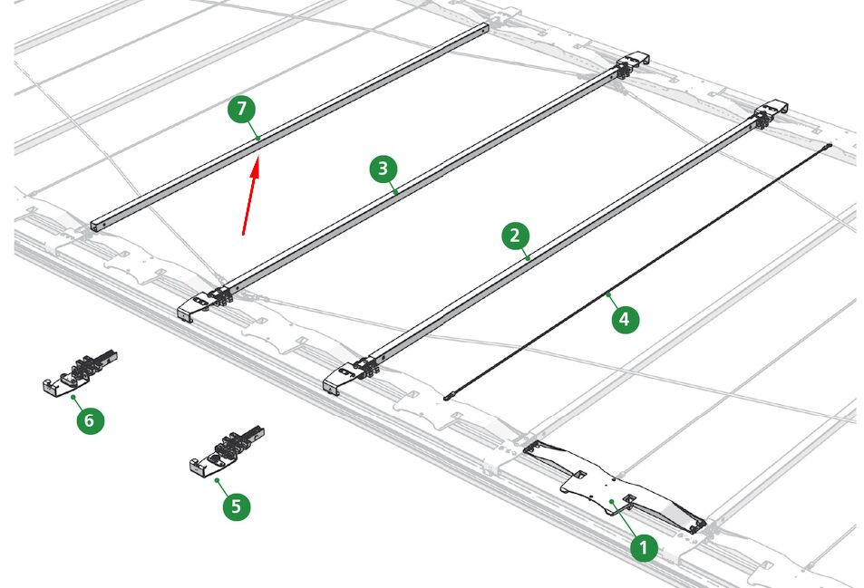 Edscha toog - 2153 mm lang - zonder loopwagens - voor Edscha CS Ultraline I+II+HD