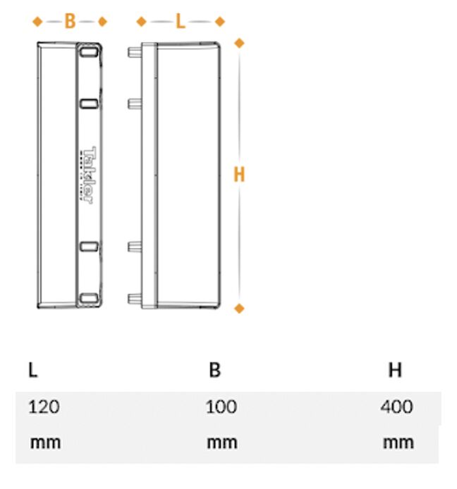 Takler corner piece 400 mm high - for side protection board - grey plastic