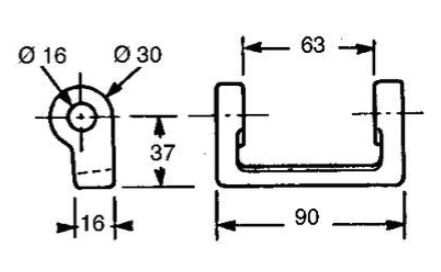 Pommier scharnierbok - las model - voor scharnierbreedte 63 mm - blank staal