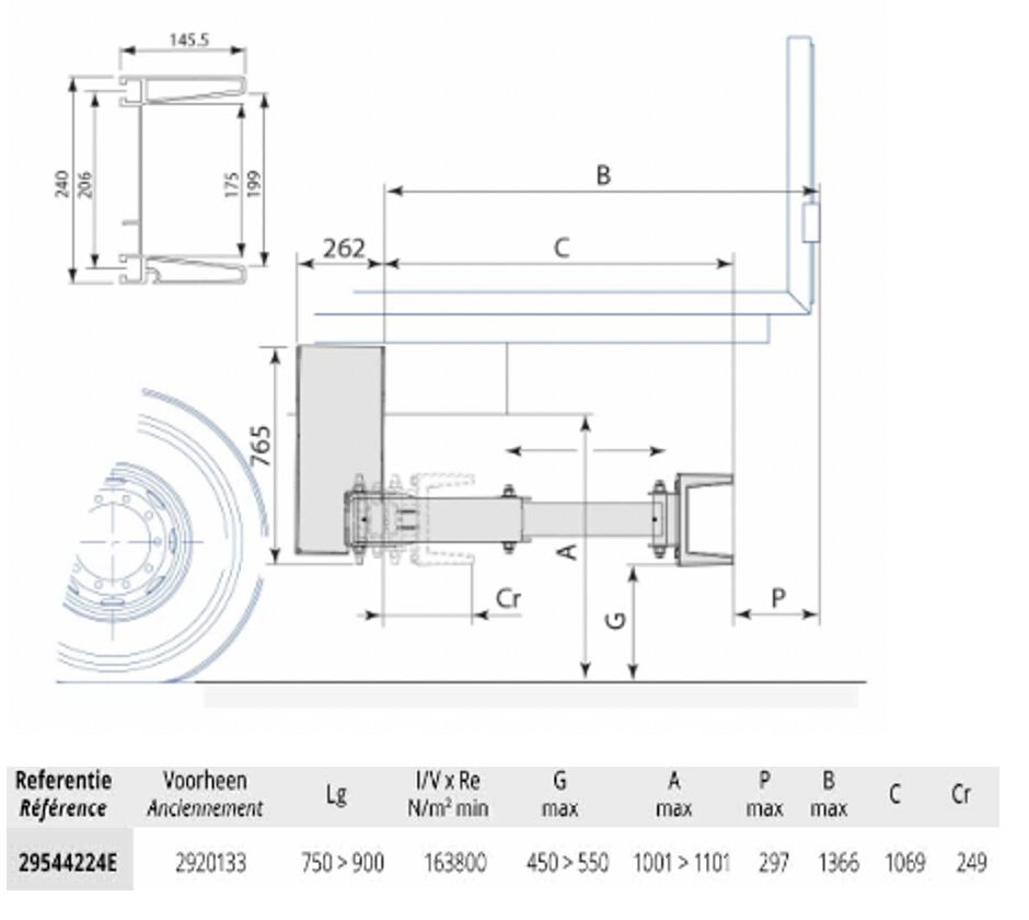 Pommier pare-chocs XPAND P42E - Rétractable hydraulique horizontal - 1069 mm - R58-03