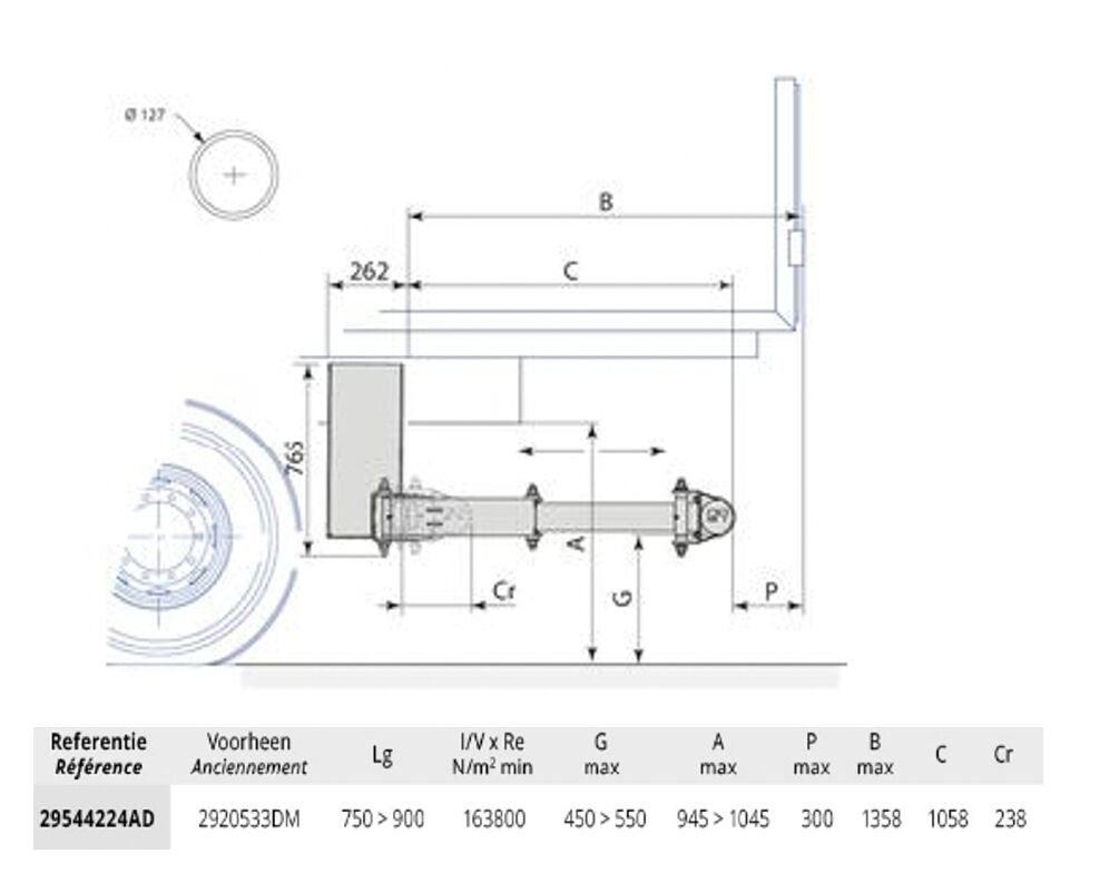 Pommier bumper XPAND P42A - hydraulic horizontal retractable + sensor - 1058 mm - R58-03