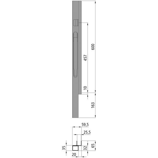 Kinnegrip k20 montant avant - 600 mm - gauche - aluminium anodisé