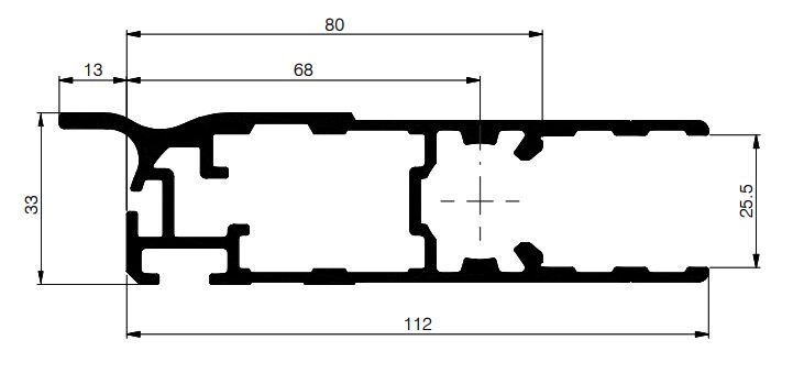 PWP randprofiel deur 25 mm - met flens - 6300 mm - aluminium