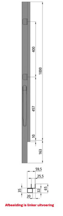 Kinnegrip K20 front pillar - 1000 mm - right - anodised aluminum