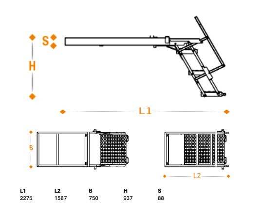 Takler escalier escamotable - 4 marches - 1587 x 750 mm (Lxl) - avec courante principale (gauche)