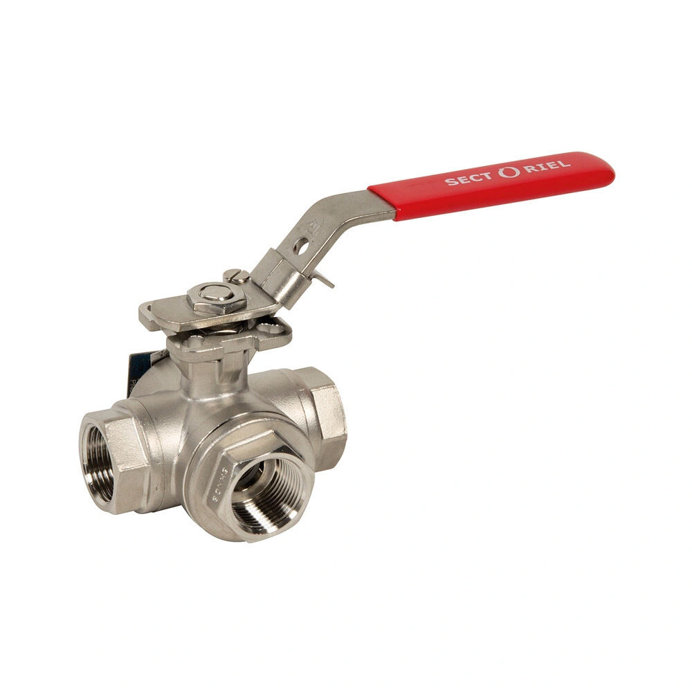 Sferaco robinet à boisseau sphérique en inox 780XS corps en 2 pièces 1/2" bsp filetage intérieur/intérieur/filetage intérieur PN40 3 voies à passage en L