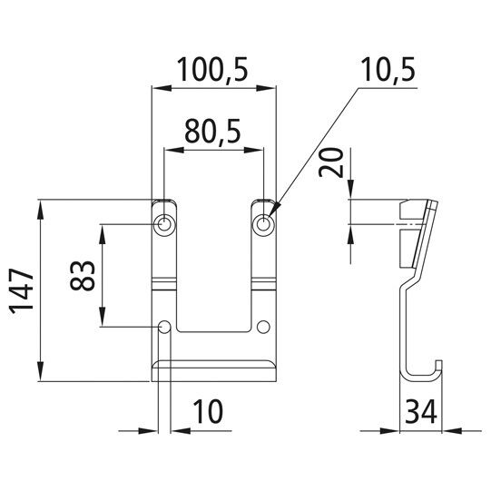 PWP pillar mounting - bolt-on - for K20 pillar - plain steel