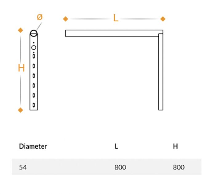 Takler support de protection latérale hauteur 800 mm - Ø 54 mm - version fixe - galvanisé