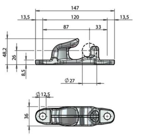 Pommier locking gear holder - model PS4 -  for locking Ø 27 mm - staininless steel