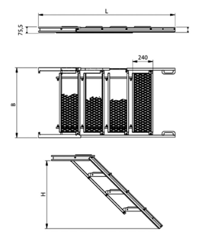 PWP escalier escamotable - 7 marches - 2462 x 705 mm (LxL) - aluminium
