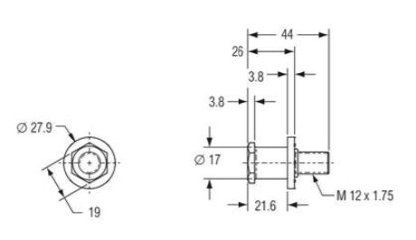 Pommier latch bolt - for car door lock - zinc-plated