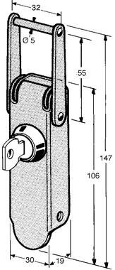 Pommier eierkistsluiting - 106 x 30 mm - met slot - exclusief haak - verzinkt