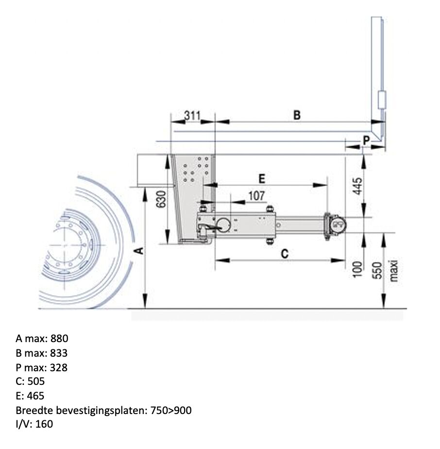 Pommier pare-chocs BAB - Hydraulique escamotable horizontal - course 505 mm - R58-02
