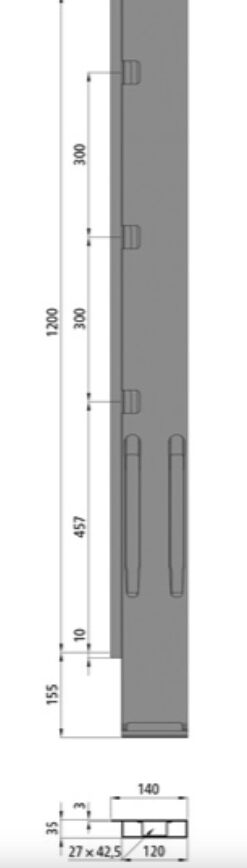 Kinnegrip K20 rear pillar - 1200 mm - left - KTL