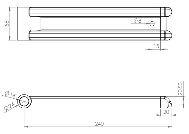 Rhiwa Quality M-profile hinge 240 mm - including end cap - zinc-plated