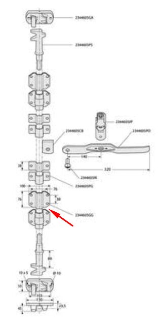 Pommier guide de tige - pour fermeture Ø 27 mm - hauteur 76 mm - galvanisé