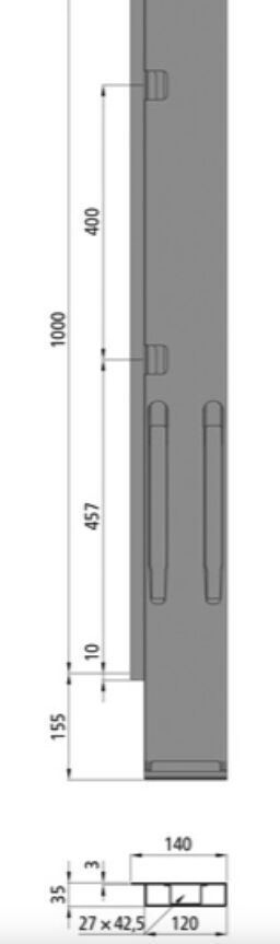 Kinnegrip K20 rear pillar - 1000 mm - left - microZINQ® 5