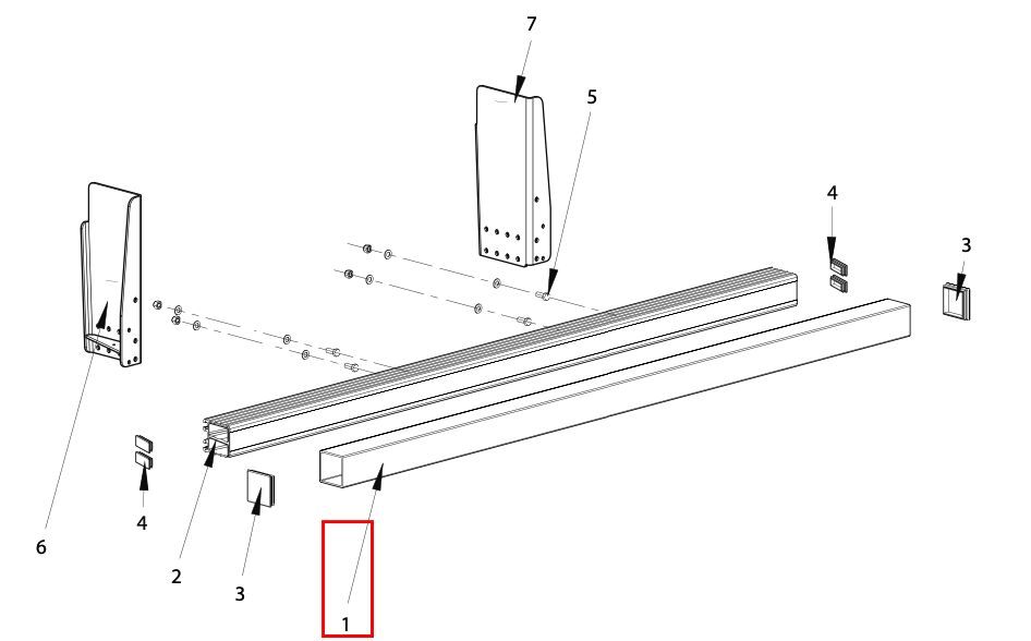 Pommier vierkante stalen balk - voor BA / BAP / BAF stootbalk - R58-02