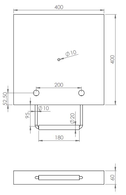 Rhiwa Quality plaque de frappe 400 x 400 x 60 mm