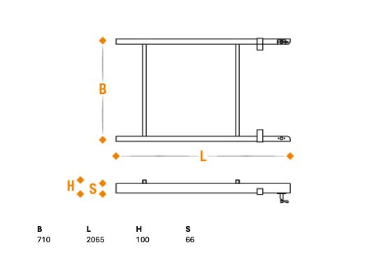 Takler support frame 2065 x 710 mm (LxW) - for pull out ladder - HDG