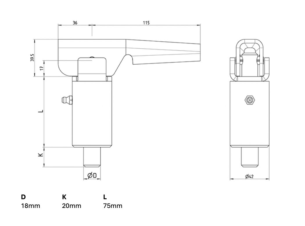 Rhiwa Quality steunpoot vergrendeling - pen Ø 18 mm
