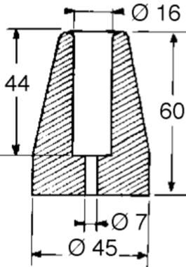 Pommier guard buffer conical Ø 45 mm - height 60 mm - rubber
