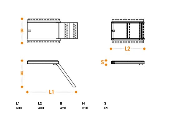 Takler trap uittrekbaar - 1 trede - 400 x 420 mm (LxB) - volbad verzinkt