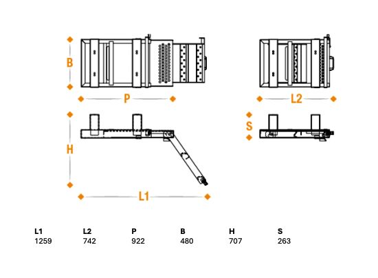 Takler trap uittrekbaar - 2 treden - 742 x 480 x 263 mm (LxBxH) - met plateau