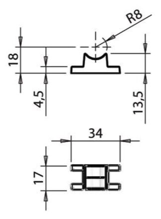 Pommier backing plate - for rod guide locking Ø 16 mm - plastic