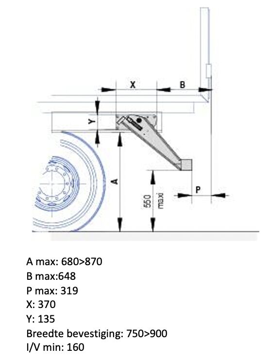 Pommier bumper BA - elevating - short support arms - steel square beam - R58-02