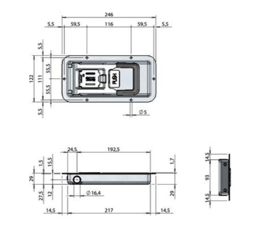 Pommier inbouwsluiting Ø 16 mm - Mini-push - inbouwdiepte 29 mm - RVS
