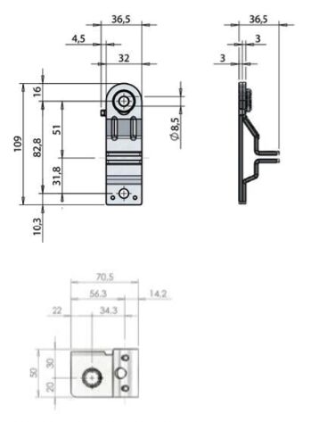 Pommier ensemble de support de poignée - pour fermeture Ø 22 mm - galvanisé