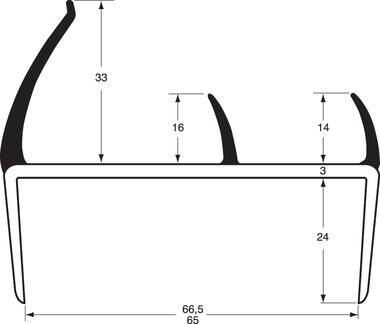 Pommier container door profile 65 mm - grey/black - 5 meter