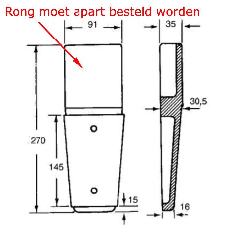 Pommier konische ronghouder - voor rong 1160343 - staal