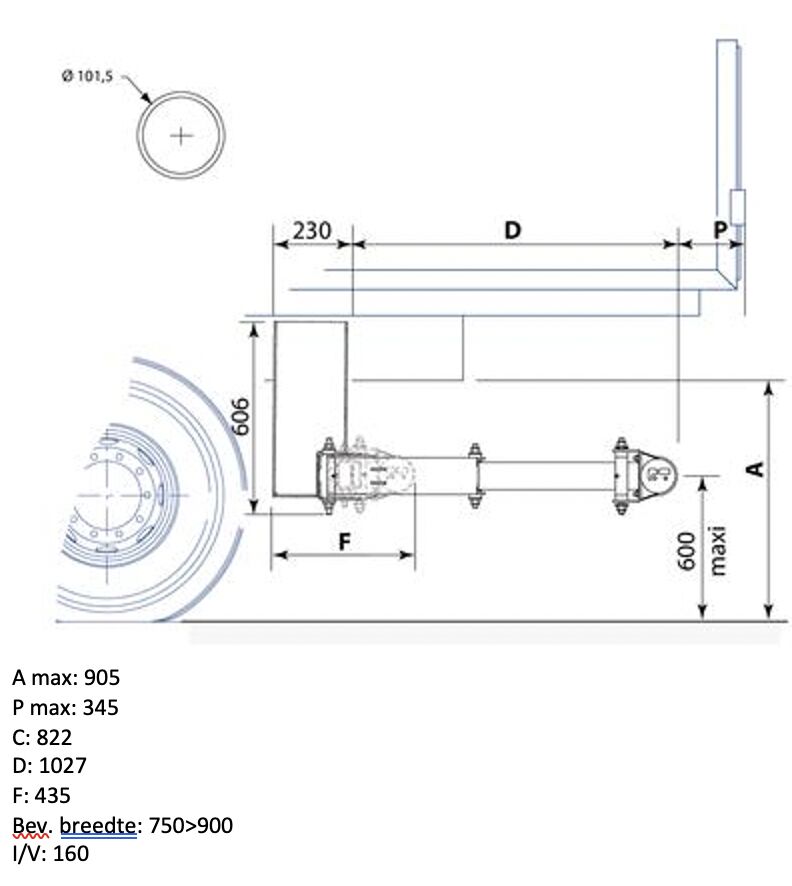 Pommier stootbalk XPAND - hydraulisch horizontaal in/uittrekbaar + sensor - slag 822 mm - R58-02
