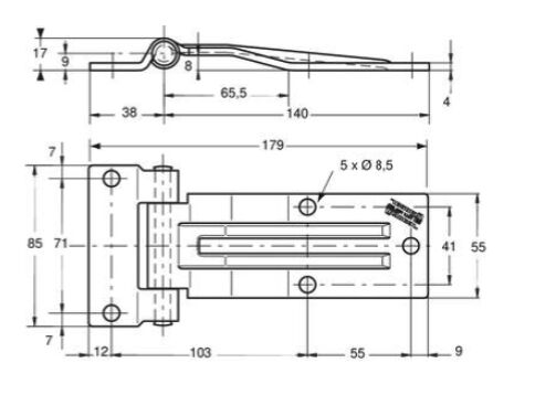 Pommier side door hinge with offset 140 mm - stainless steel