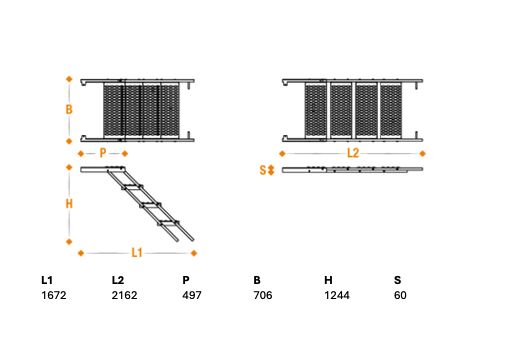 Takler pull out ladder - 6 steps - 2162 x 706 mm (LxW) - HDG