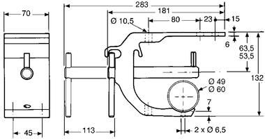 Pommier steunbeugel - voor vleeshaak buis Ø 60 mm - aluminium met RVS bout