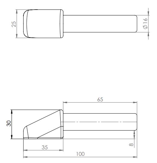 Rhiwa Quality weld-on gudgeon - pin 65 mm long and Ø 12 mm - with grease nipple