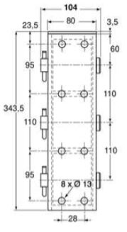 Pommier but-roll housing - for 3 rolls of 65 mm - vERTical